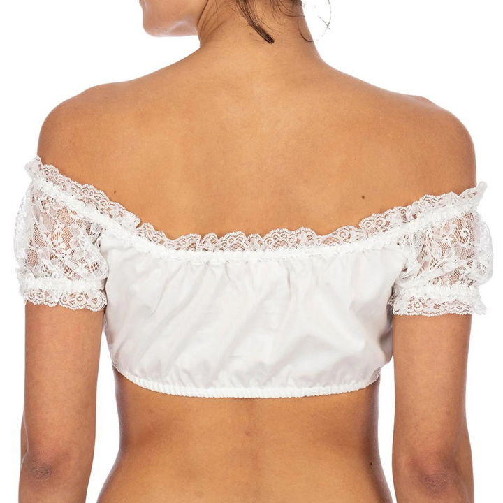 Kurzarm Crop Top mit Spitze und Herz-Ausschnitt Oktoberfest
