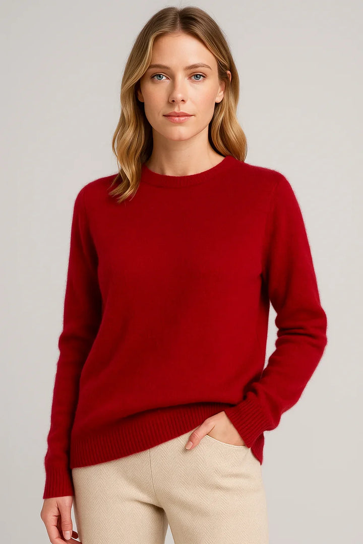 Damen-Kaschmirpullover mit Rundhalsausschnitt, weich