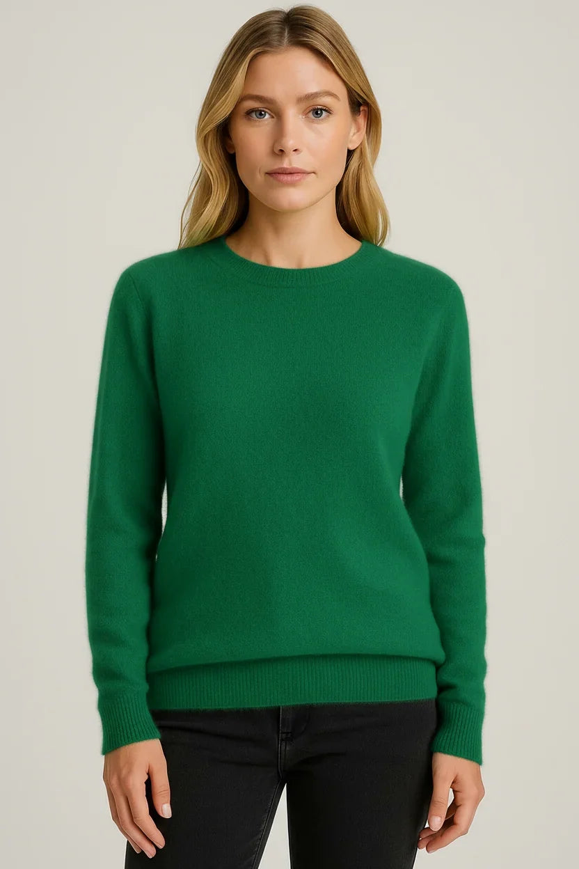 Damen-Kaschmirpullover mit Rundhalsausschnitt, weich