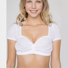 Kurzarm Oktoberfest Crop Top mit Puffärmeln und Herz-Ausschnitt