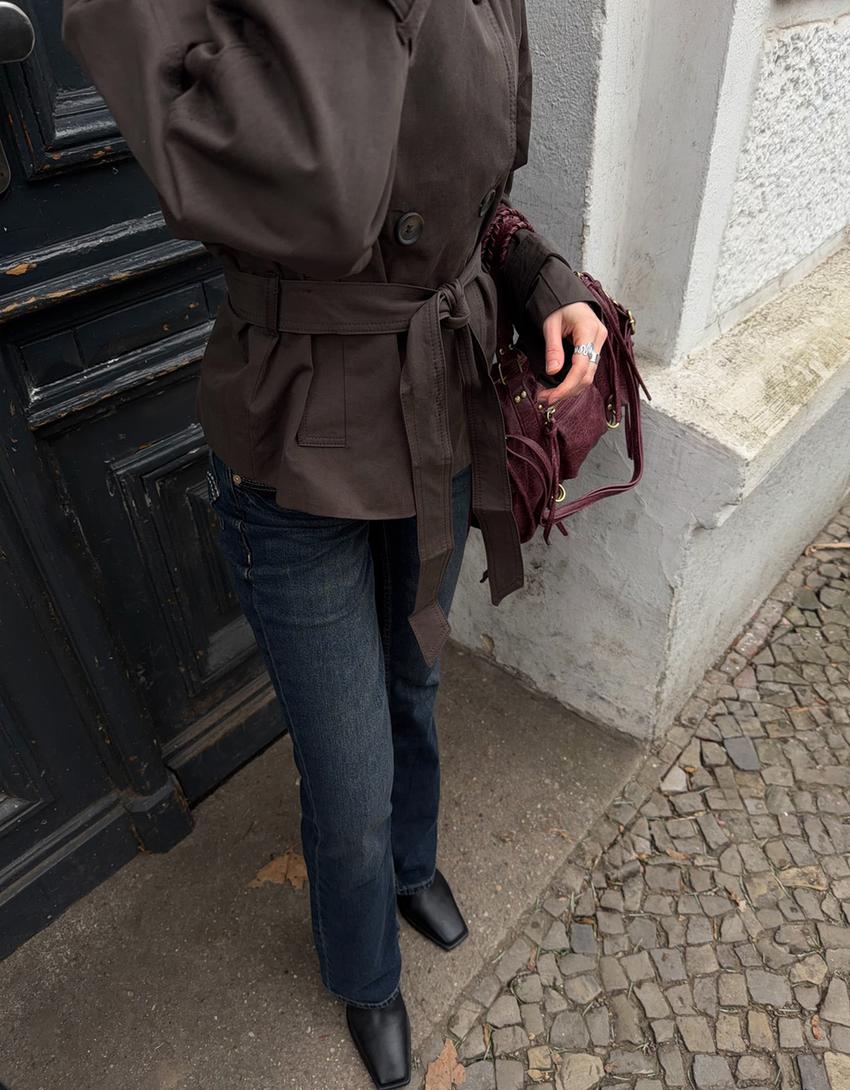 Damen-Trenchcoat klassisch mit Bindegürtel