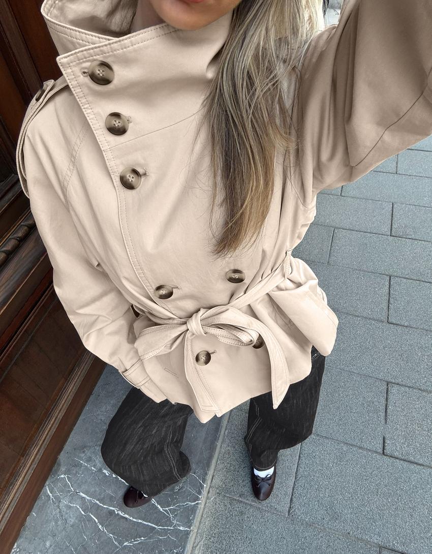 Damen-Trenchcoat klassisch mit Bindegürtel