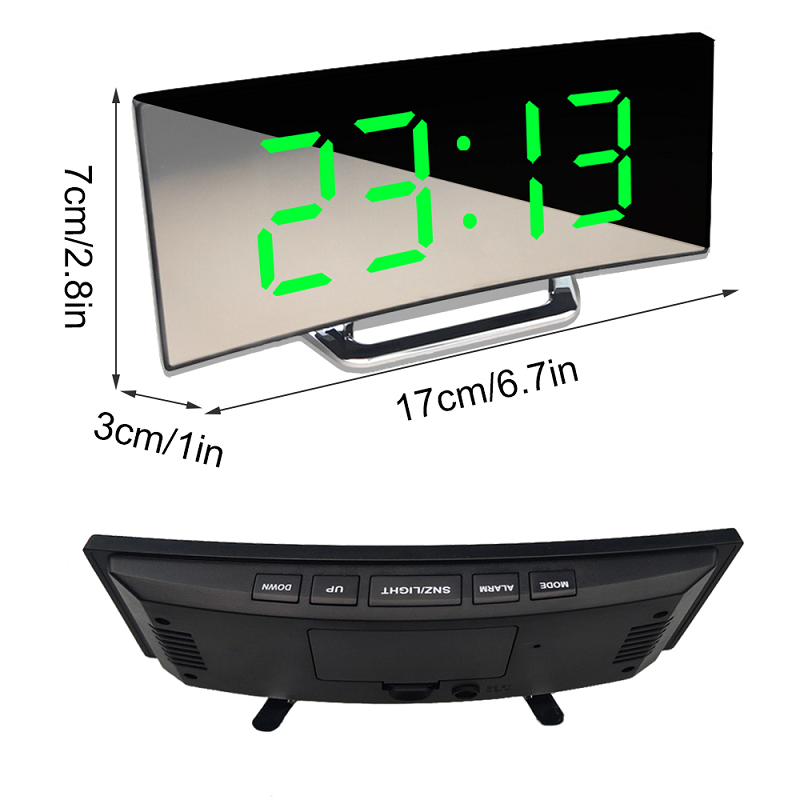 Digitaler Wecker | Gebogenes LED-Spiegeldisplay | Automatische Helligkeitsanpassung
