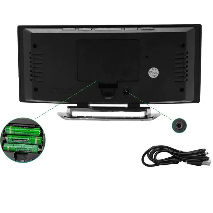 Digitaler Wecker | Gebogenes LED-Spiegeldisplay | Automatische Helligkeitsanpassung