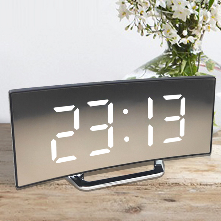 Digitaler Wecker | Gebogenes LED-Spiegeldisplay | Automatische Helligkeitsanpassung
