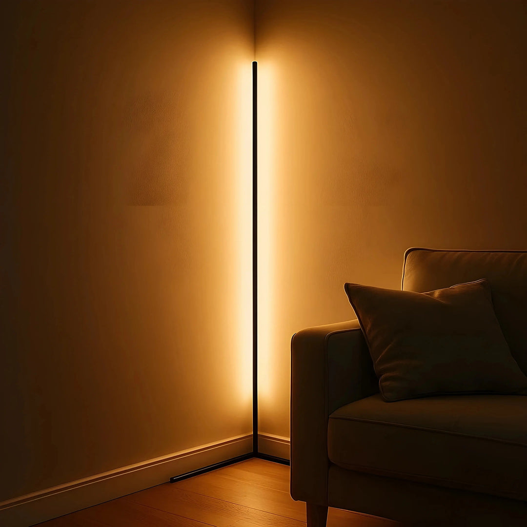 Dimmbare LED-Eck-Stehleuchte mit Fernbedienung
