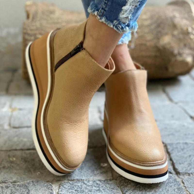 Damen-Keilabsatzstiefeletten mit Vintage-Charme