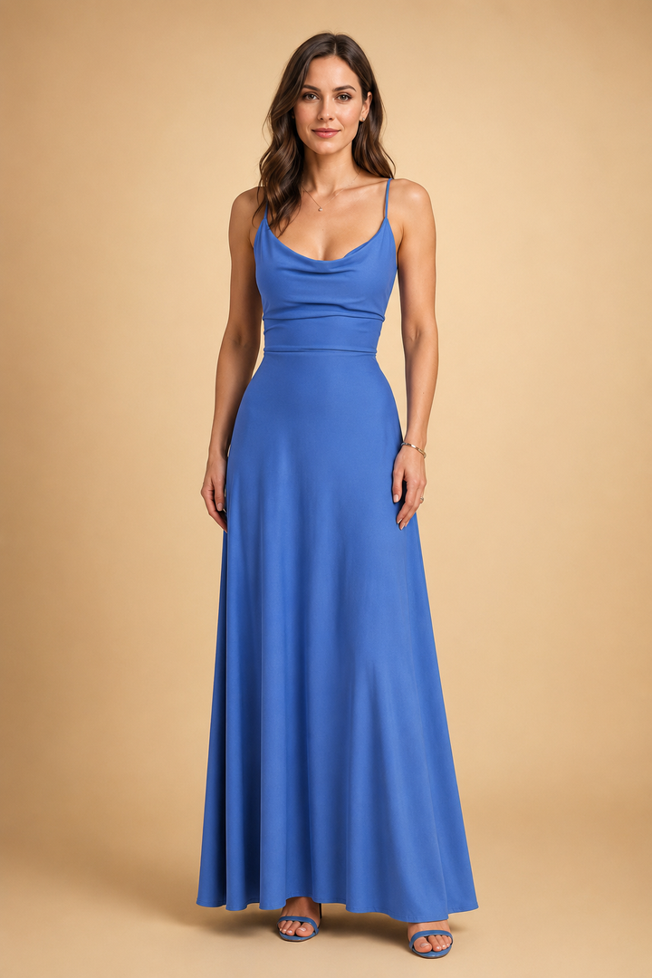 Elegantes Maxikleid für Damen mit V-Ausschnitt und tailliertem Schnitt