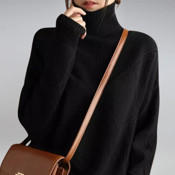 Luxuriöser Damen-Rollkragenpullover aus feiner Wolle