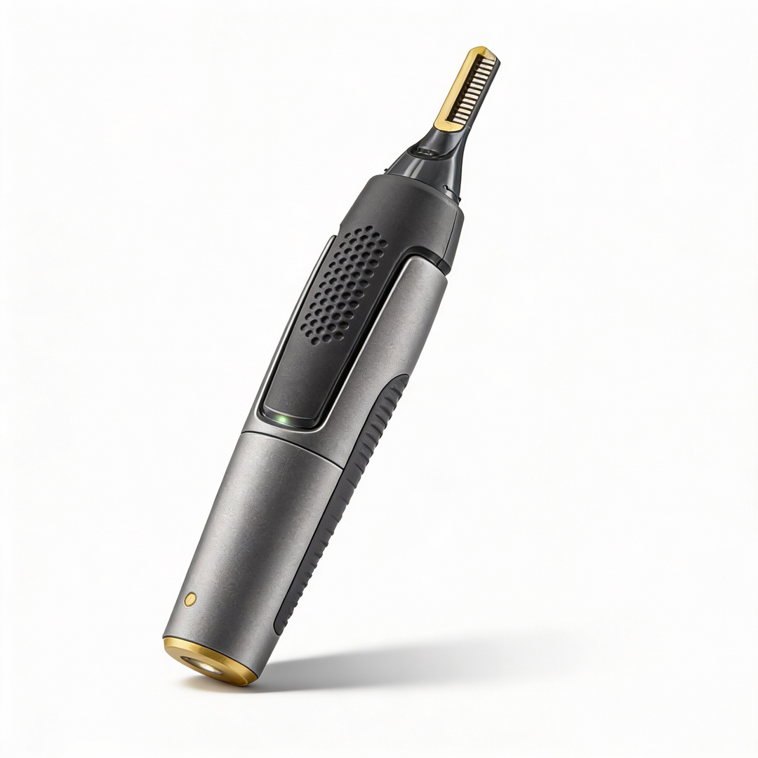 Professioneller Ultra-schmaler Präzisionstrimmer | Klingen aus Edelstahl-Titan | Integrierte LED-Leuchte | Mikro-Oszillationstechnologie | Für Nase, Ohren und Konturen