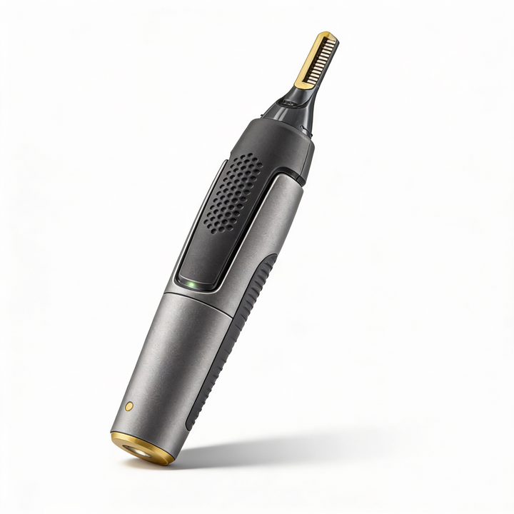 Professioneller Ultra-schmaler Präzisionstrimmer | Klingen aus Edelstahl-Titan | Integrierte LED-Leuchte | Mikro-Oszillationstechnologie | Für Nase, Ohren und Konturen