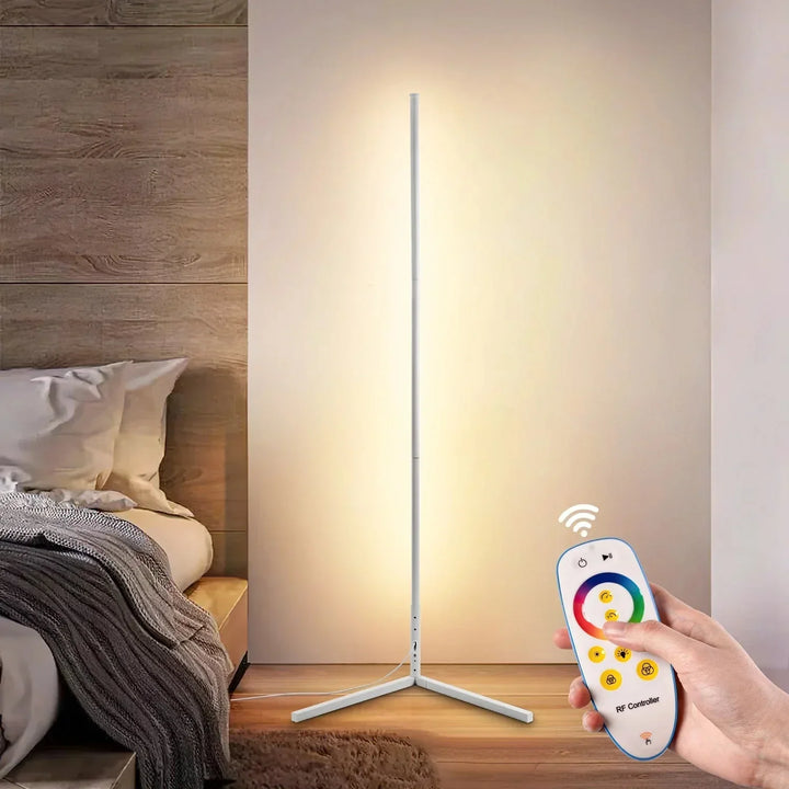 Dimmbare LED-Eck-Stehleuchte mit Fernbedienung