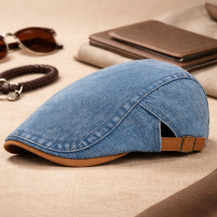 Herren-Schiebermütze | Retro-Denim-Newsboy-Mütze