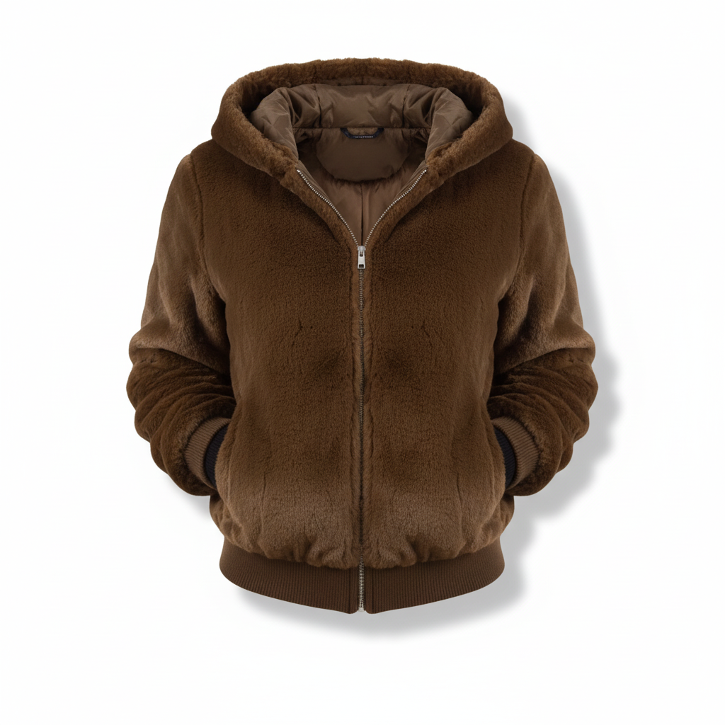 Flauschige Strickjacke mit Kapuze - Christina