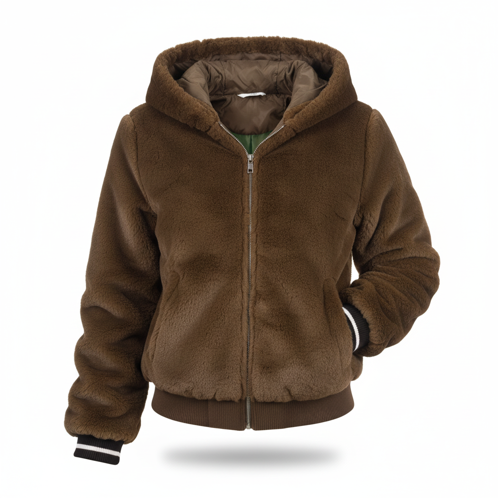Flauschige Strickjacke mit Kapuze - Christina