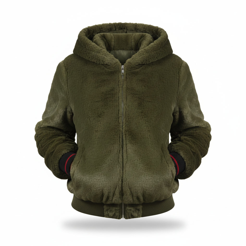 Flauschige Strickjacke mit Kapuze - Christina