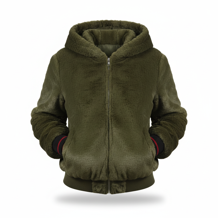 Flauschige Strickjacke mit Kapuze - Christina