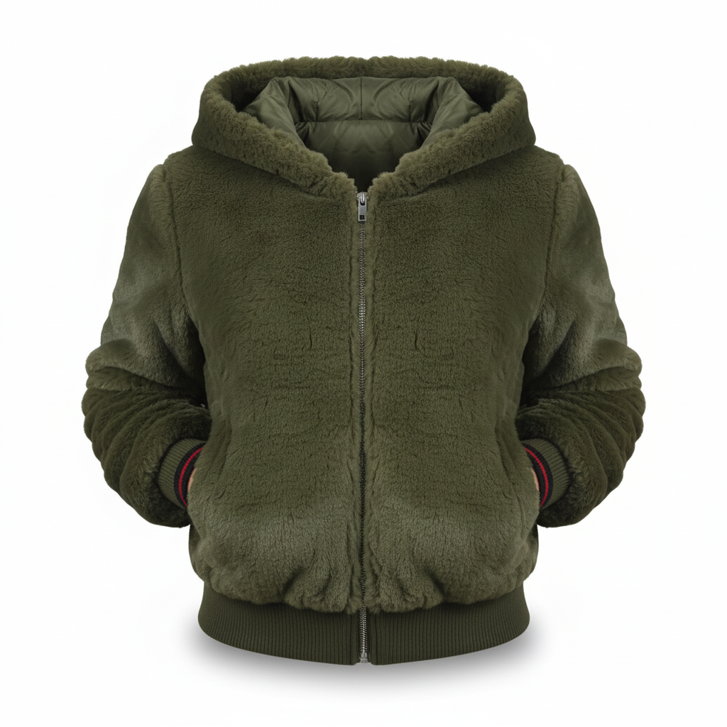 Flauschige Strickjacke mit Kapuze - Christina
