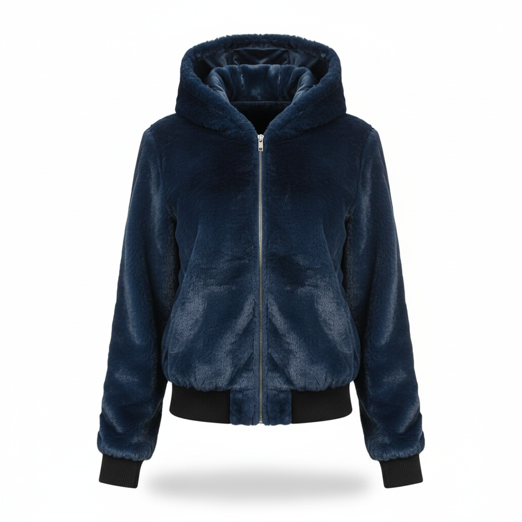 Flauschige Strickjacke mit Kapuze - Christina