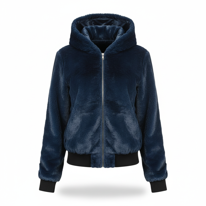 Flauschige Strickjacke mit Kapuze - Christina
