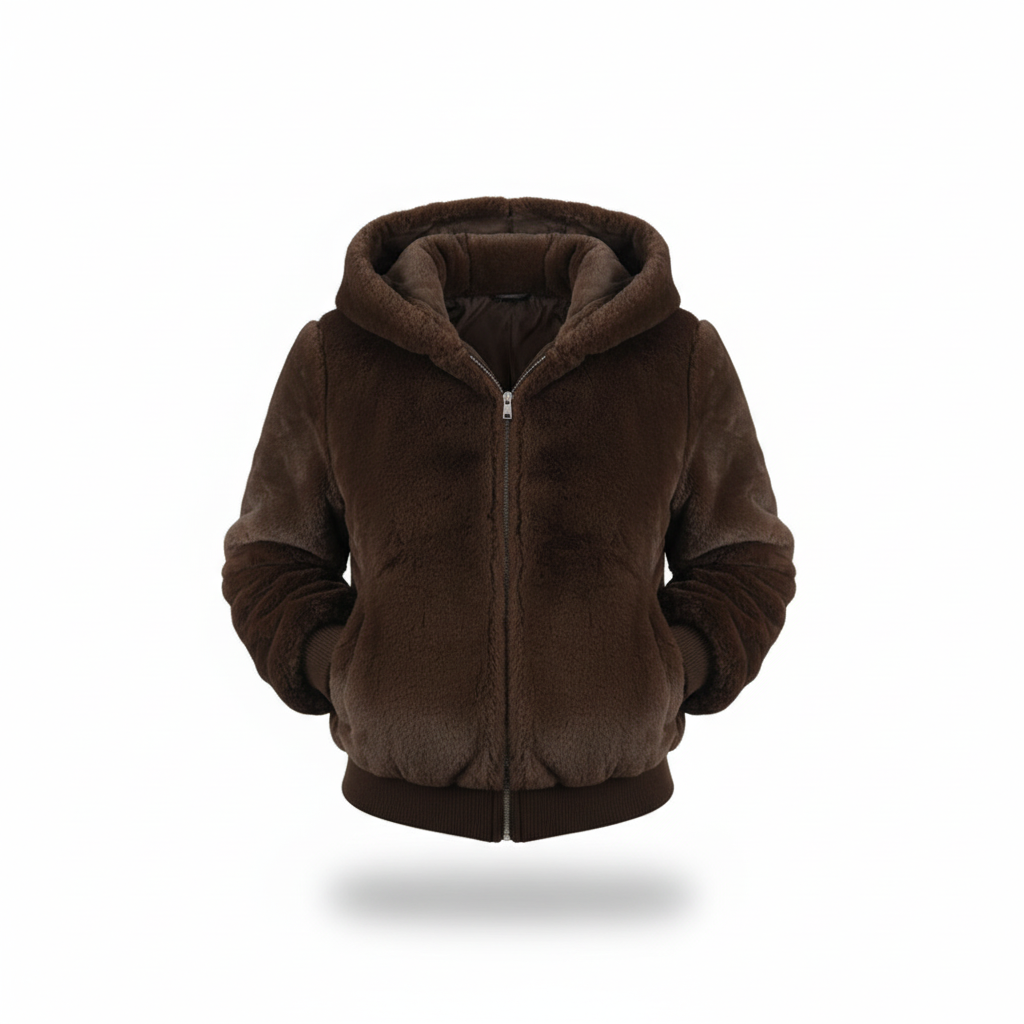 Flauschige Strickjacke mit Kapuze - Christina