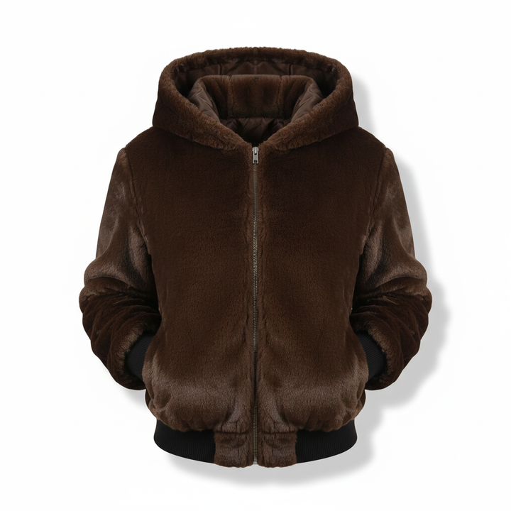 Flauschige Strickjacke mit Kapuze - Christina
