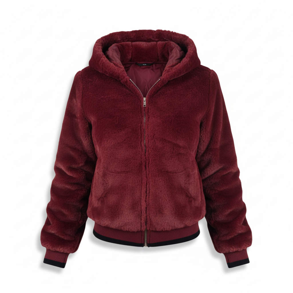 Flauschige Strickjacke mit Kapuze - Christina