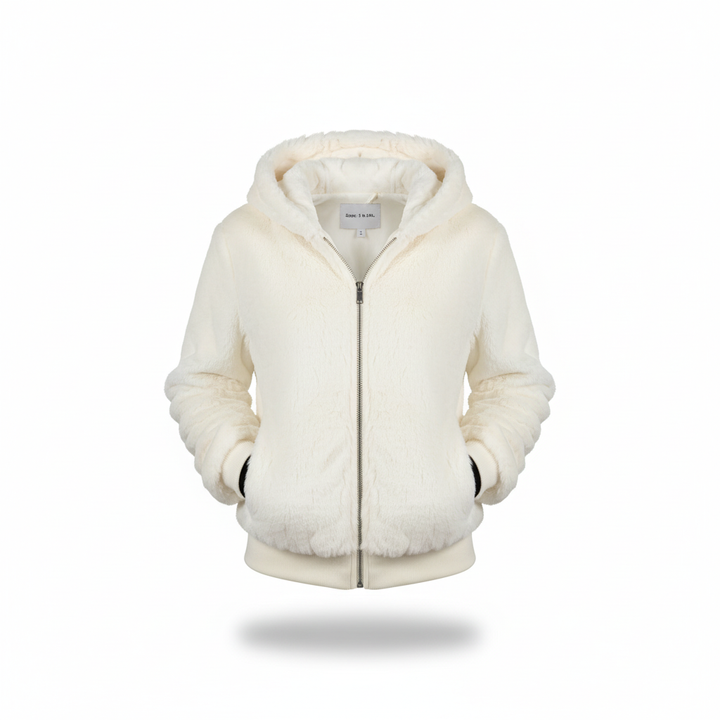 Flauschige Strickjacke mit Kapuze - Christina