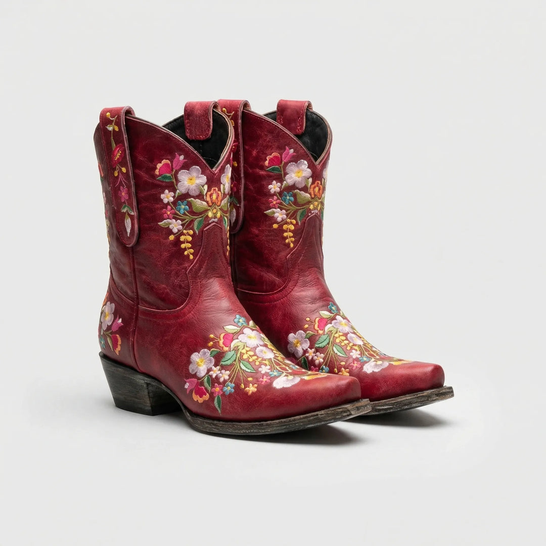 Blumenbestickte Western-Stiefelette - Lisa