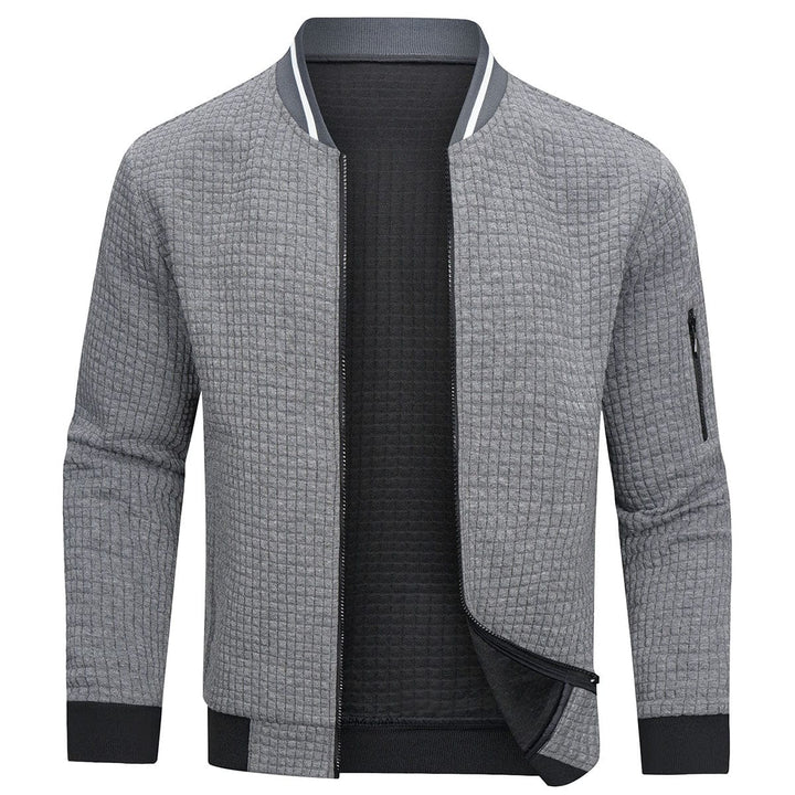Strukturierte Karo-Strickjacke mit durchgehendem Reissverschluss - Mitchell