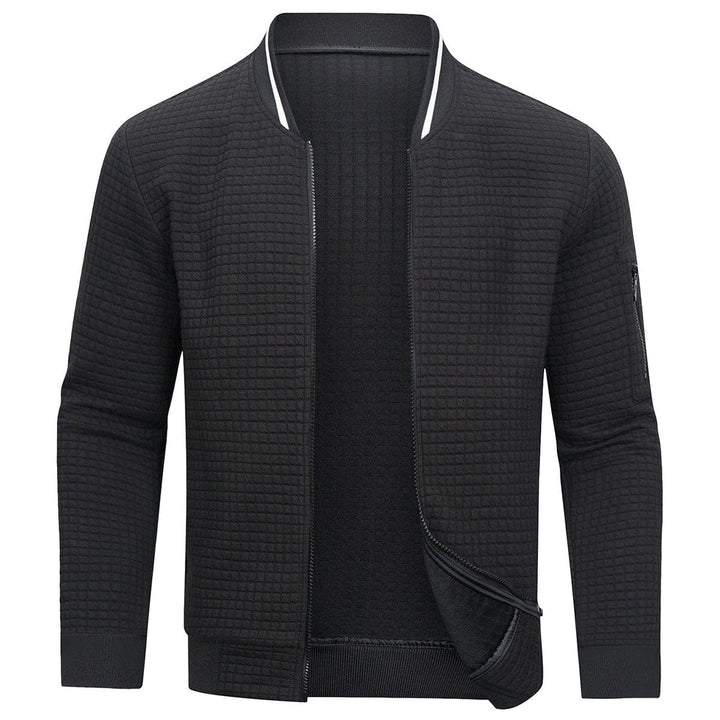 Strukturierte Karo-Strickjacke mit durchgehendem Reissverschluss - Mitchell