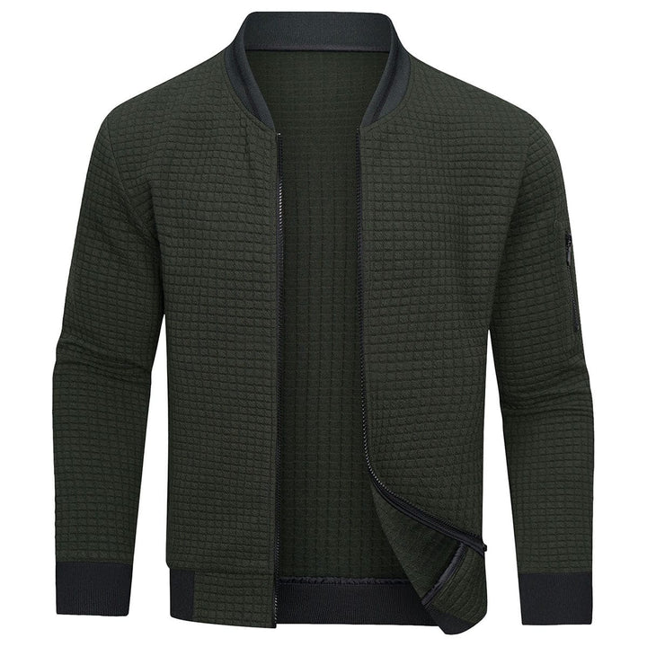 Strukturierte Karo-Strickjacke mit durchgehendem Reissverschluss - Mitchell