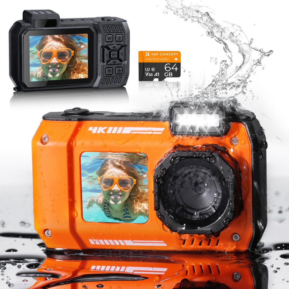 33FT water-resistant Digital Camera 4K 48MP Dual-Screen Selfie Kentfaith