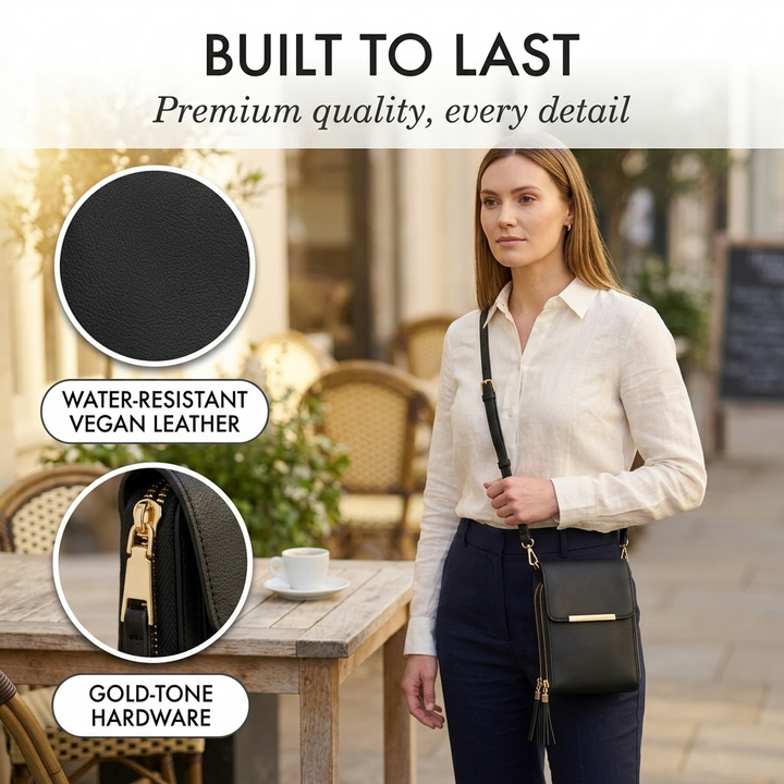 Damen-Crossbody-Handybrieftasche mit Touchscreen-Fenster