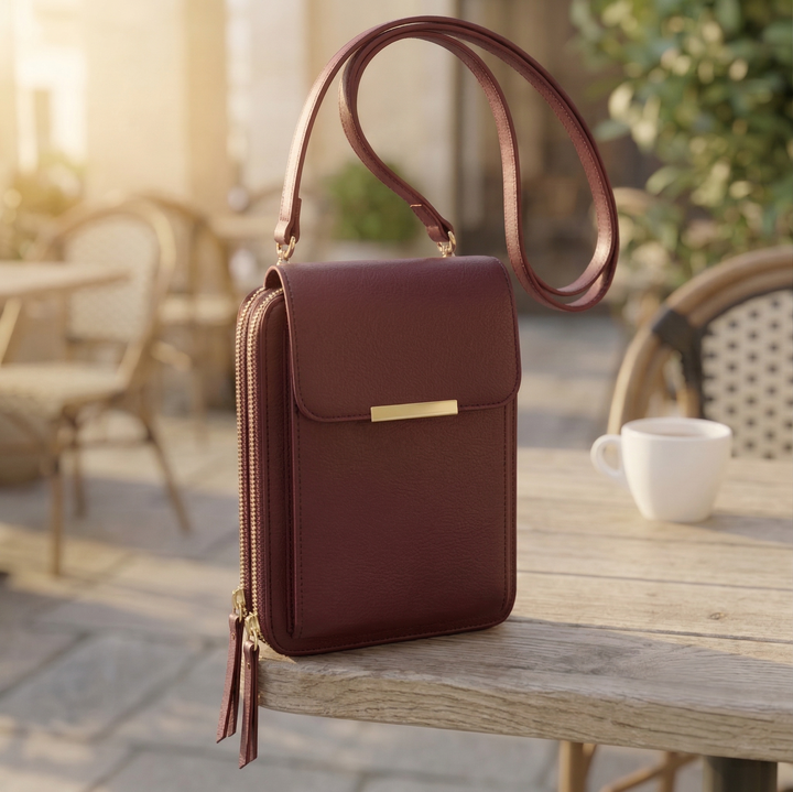 Damen-Crossbody-Handybrieftasche mit Touchscreen-Fenster