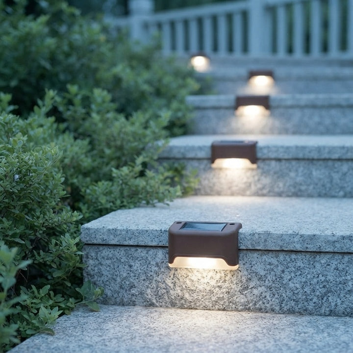 Solar‑Stufenleuchten, 8er‑Set – selbstaufladend, automatisches Ein-/Ausschalten