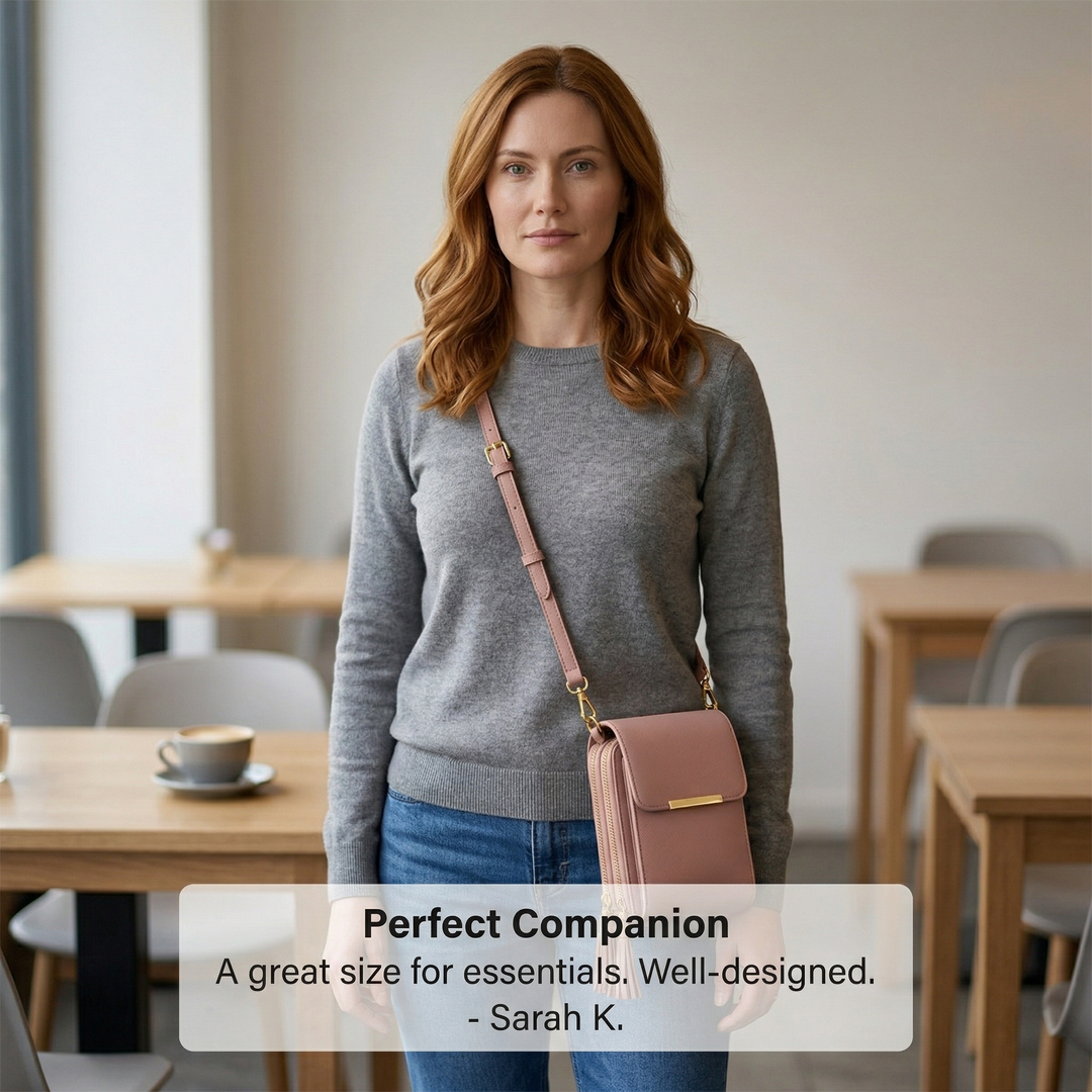 Damen-Crossbody-Handybrieftasche mit Touchscreen-Fenster