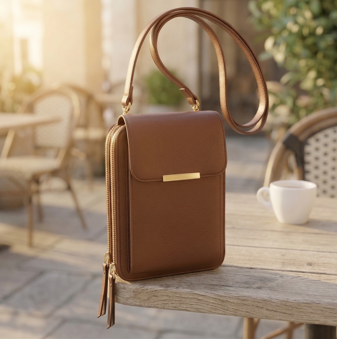 Damen-Crossbody-Handybrieftasche mit Touchscreen-Fenster