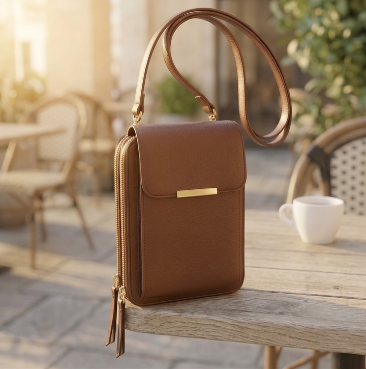 Damen-Crossbody-Handybrieftasche mit Touchscreen-Fenster