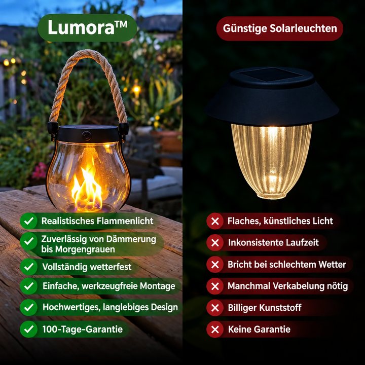 Solar-Laterne für den Aussenbereich mit flackerndem Flammeneffekt