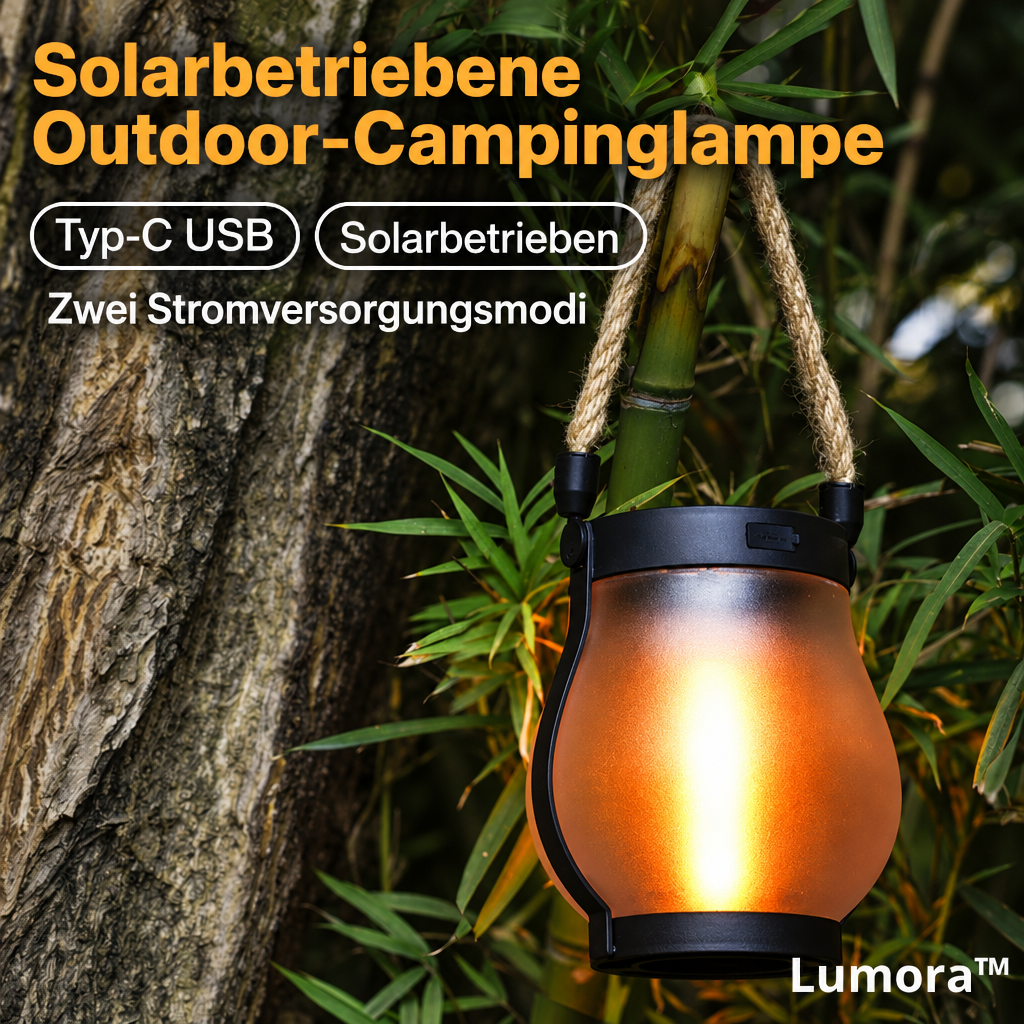 Solar-Laterne für den Aussenbereich mit flackerndem Flammeneffekt