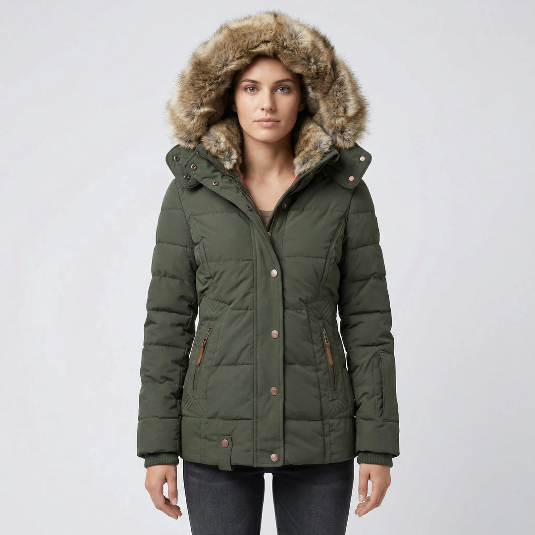 Gefütterte Winterjacke mit Kunstfellkapuze - Sheryl