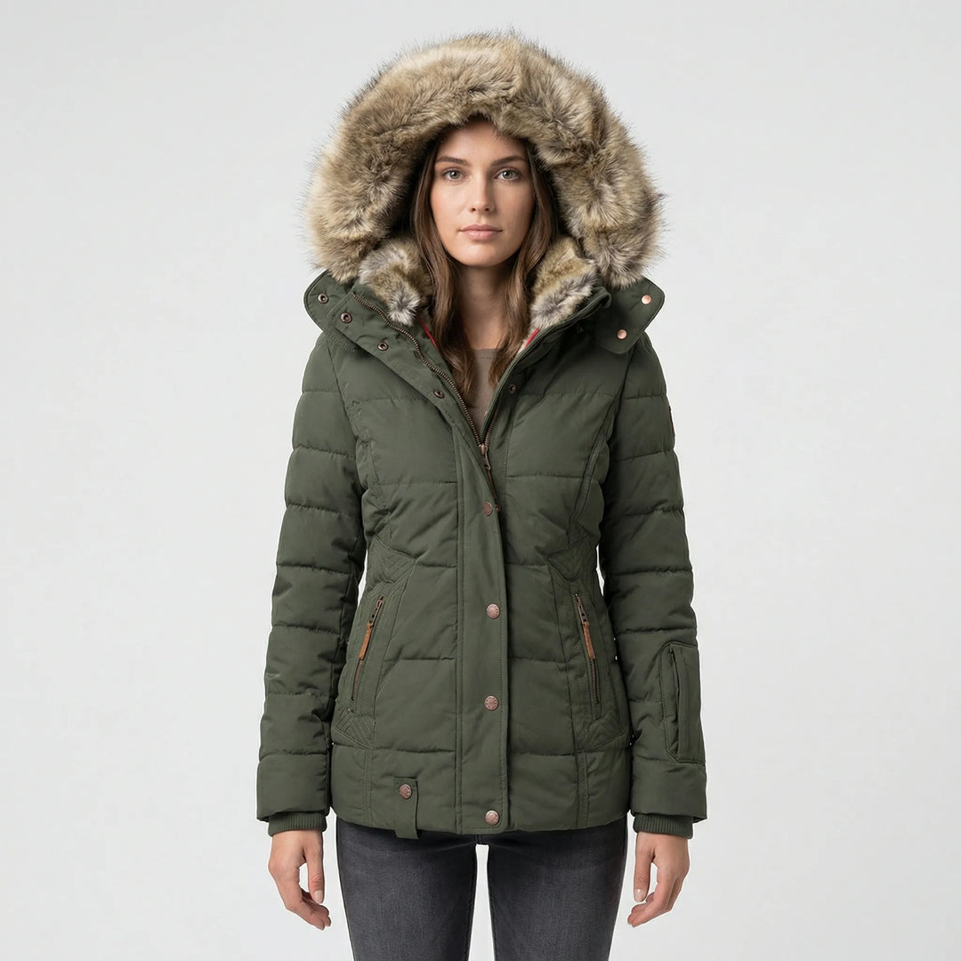 Gefütterte Winterjacke mit Kunstfellkapuze - Sheryl