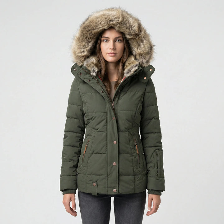 Gefütterte Winterjacke mit Kunstfellkapuze - Sheryl