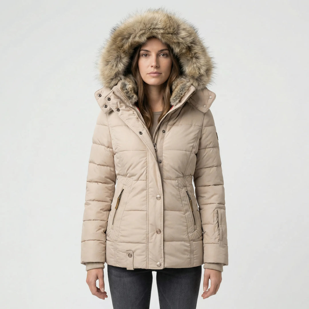 Gefütterte Winterjacke mit Kunstfellkapuze - Sheryl