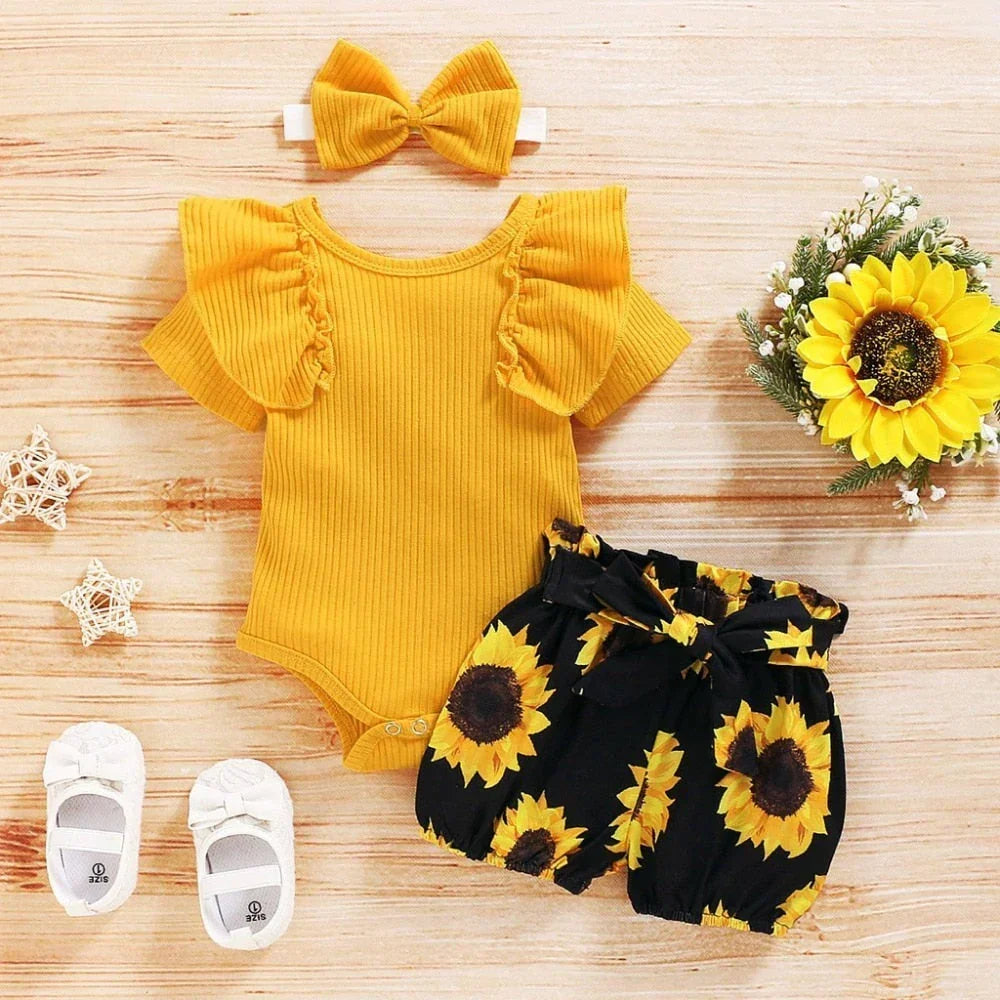 2-teiliges Baby-Outfit mit Sonnenblumenprint – SonnenLächeln