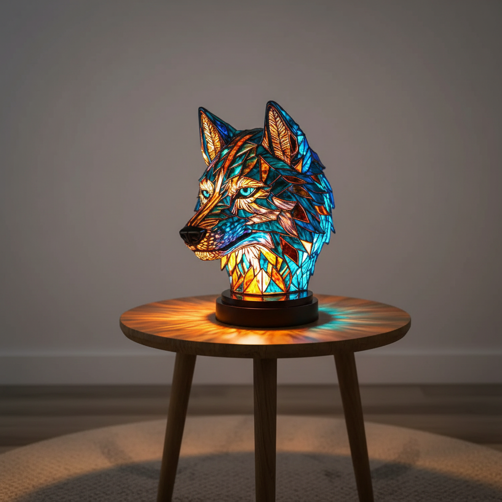 Handgefertigte Mosaiklampe Tierkopf – GleamPaw