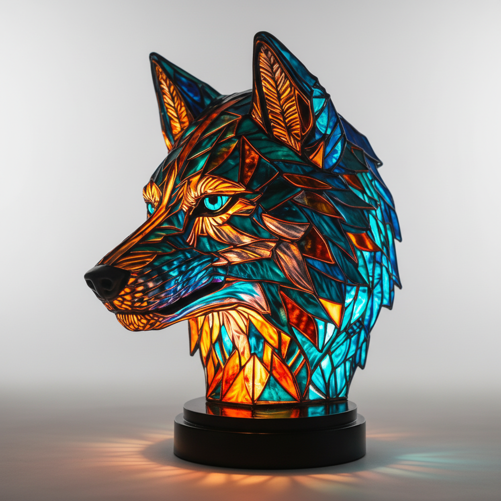 Handgefertigte Mosaiklampe Tierkopf – GleamPaw