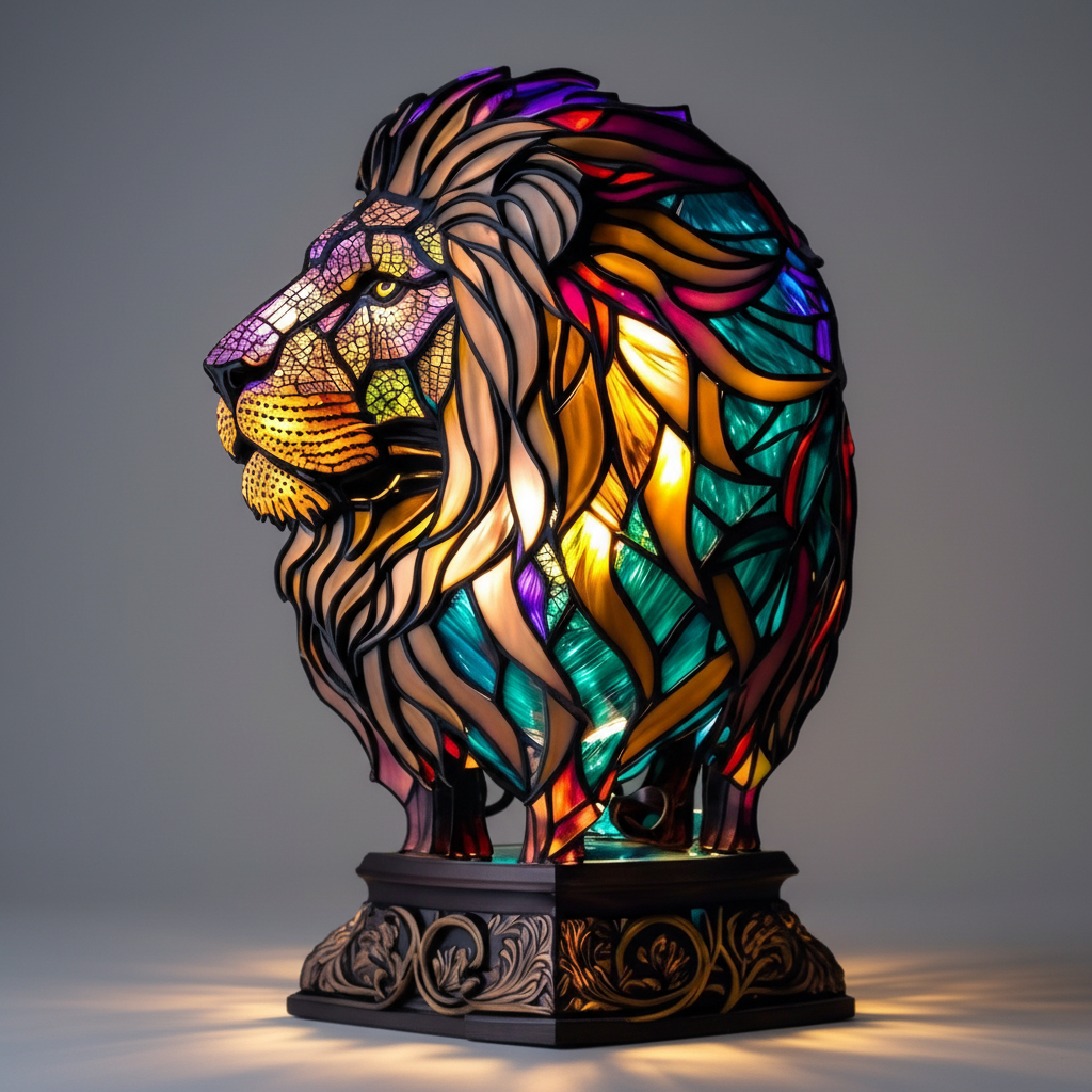 Handgefertigte Mosaiklampe Tierkopf – GleamPaw