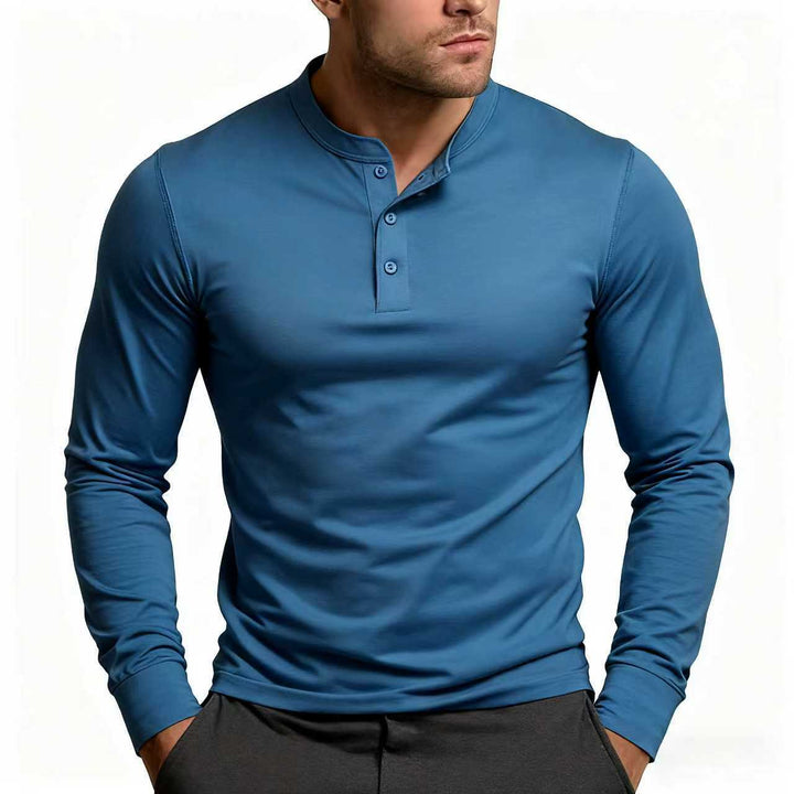 Herren-Henley-Shirt | Schmale Passform, langärmelig mit Knopfleiste